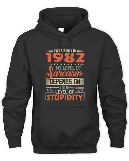 1982 HH89-K2 – Vintage Born to Be Sarcastic T-Shirt - Unisex Hoodie - Black