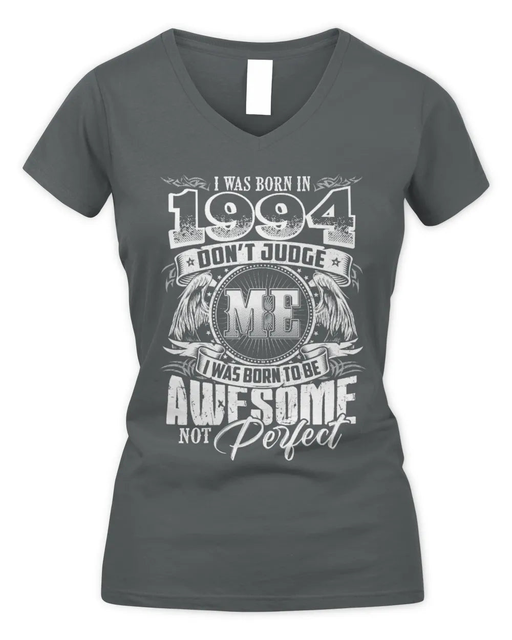 1994 HH89-K2 – Awesome Birth Year Quote T-Shirt - Women's V-Neck T-Shirt - Charcoal