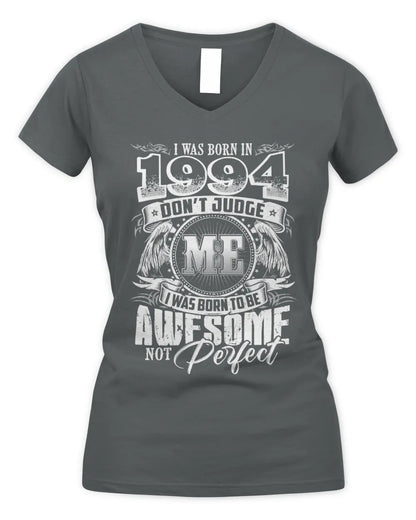 1994 HH89-K2 – Awesome Birth Year Quote T-Shirt - Women's V-Neck T-Shirt - Charcoal