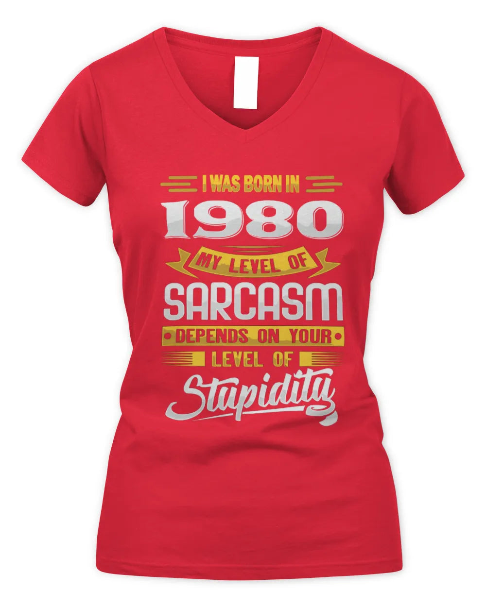 1980 HH88-K2 – Funny Birth Year Sarcasm Quote T-Shirt - Women's V-Neck T-Shirt - Red