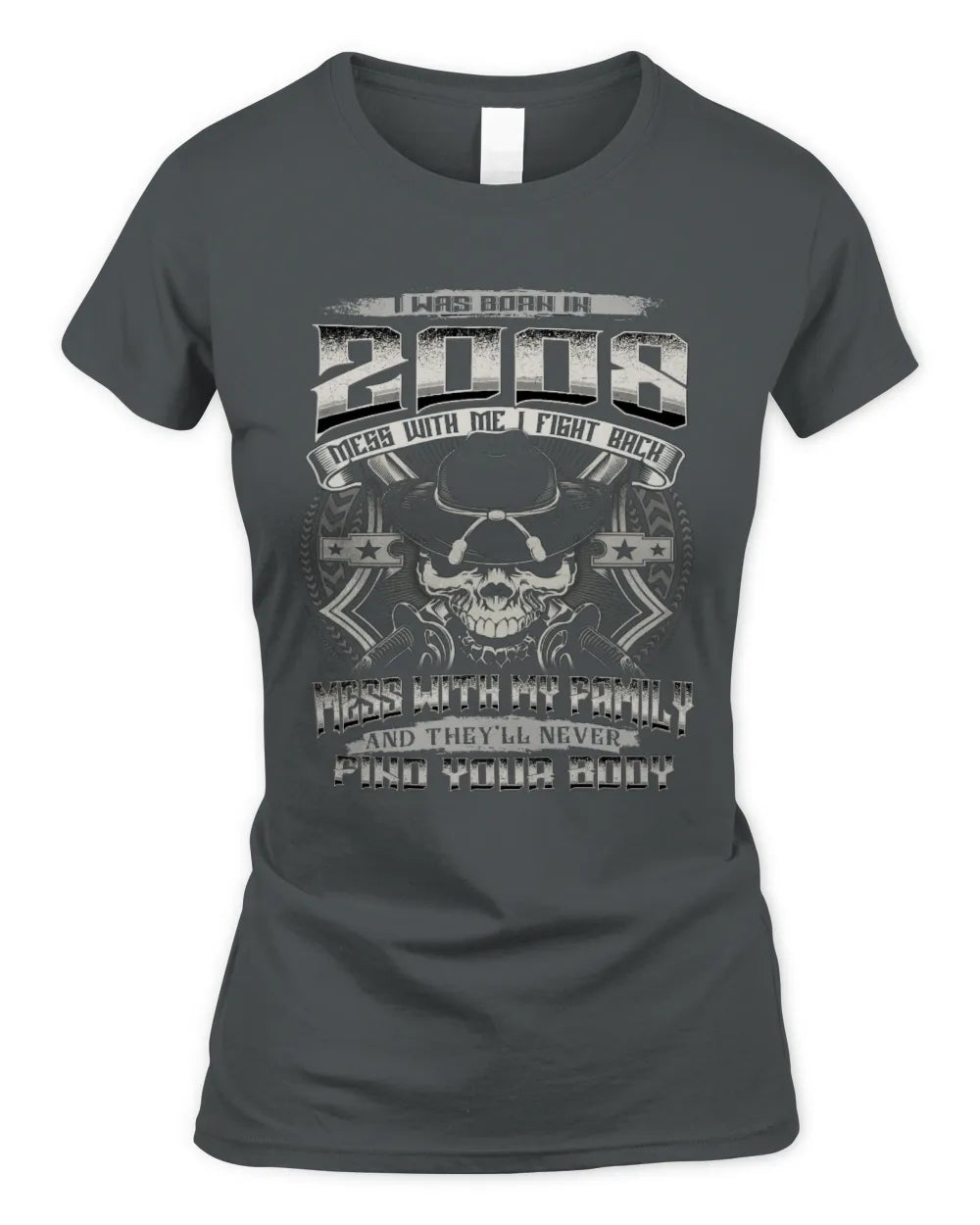 2008 HH89-K2 – T-shirt – Theme: "Birth Year – Family Always Protects" - Women's Standard T-Shirt - Charcoal