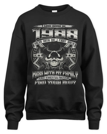 1988 HH89-K2 – T-shirt – Theme: "Birth Year – Family Always Protects" - Unisex Sweatshirt - Black