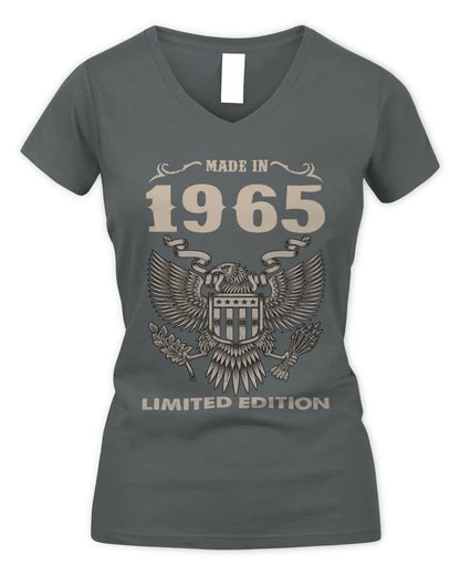 1965 HH89-K2 – Classic Birth Year Limited Edition T-Shirt - Women's V-Neck T-Shirt - Charcoal