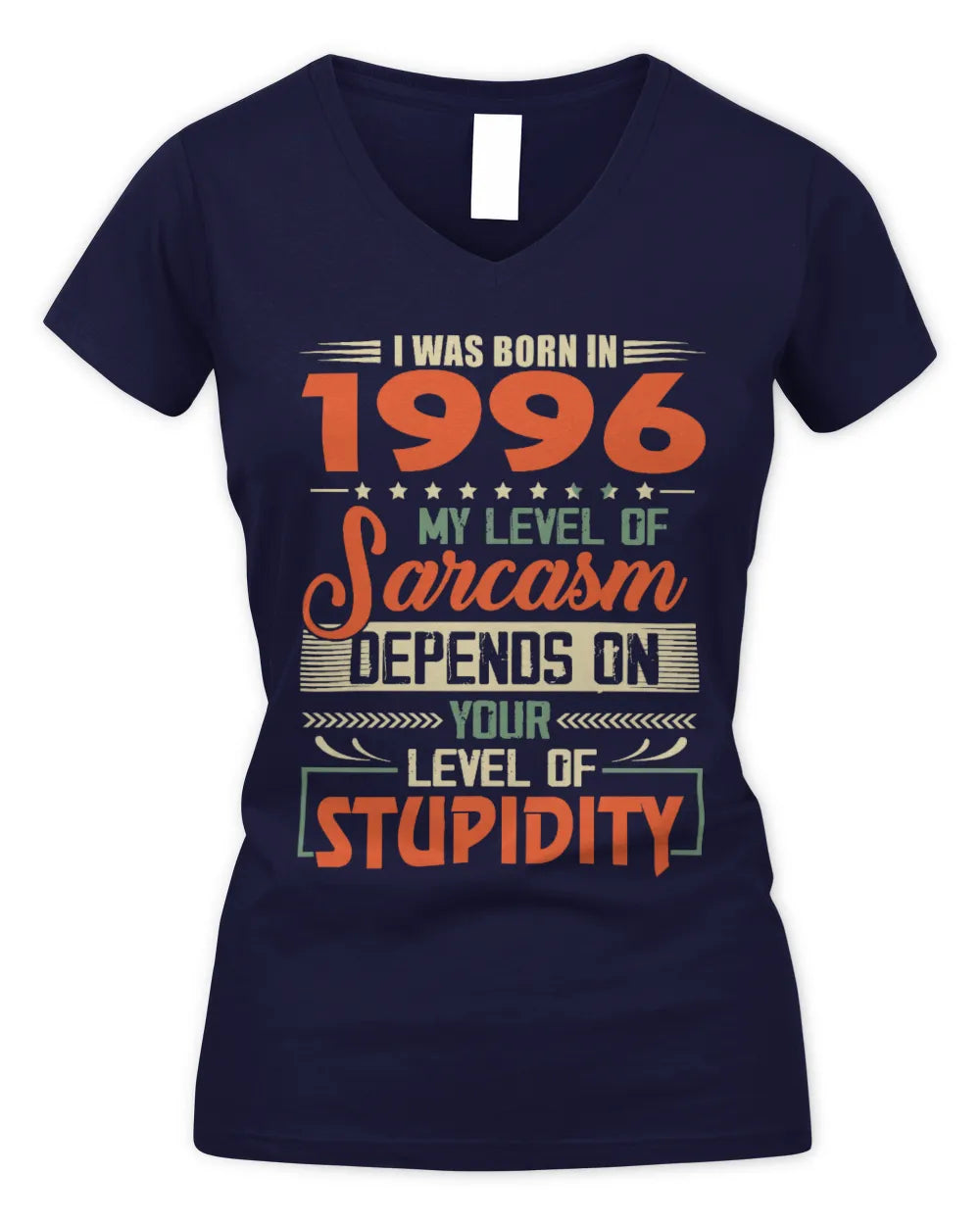 1996 HH89-K2 – Vintage Born to Be Sarcastic T-Shirt - Women's V-Neck T-Shirt - Navy