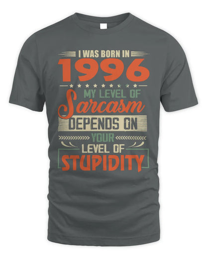 1996 HH89-K2 – Vintage Born to Be Sarcastic T-Shirt - Unisex Standard T-Shirt - Charcoal
