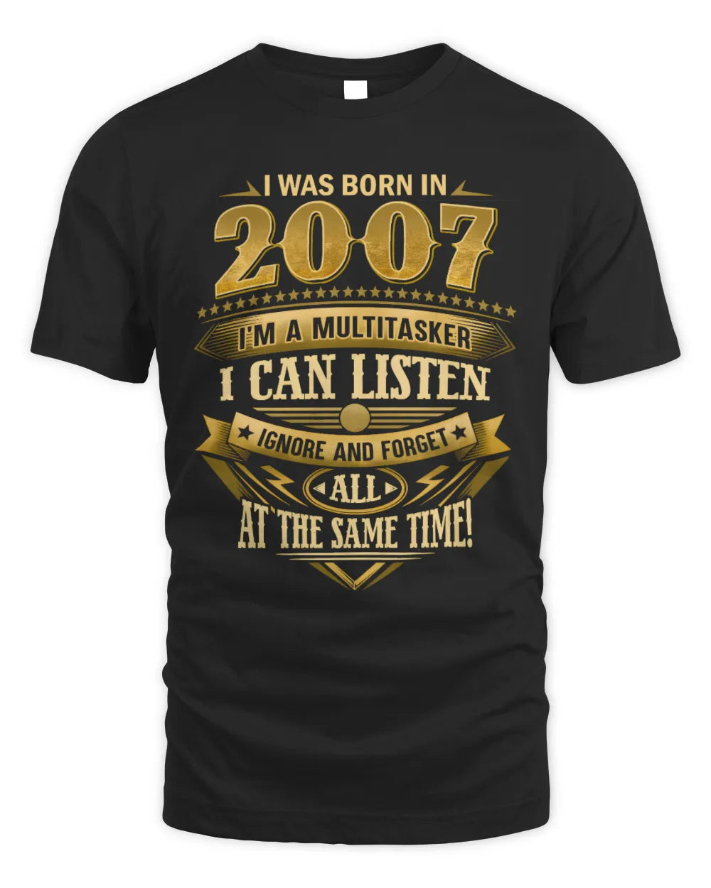 2007 HH89-K2 – Funny Birth Year Multitasker Quote T-Shirt - Unisex Standard T-Shirt - Black