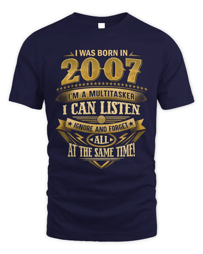 2007 HH89-K2 – Funny Birth Year Multitasker Quote T-Shirt - Unisex Standard T-Shirt - Navy
