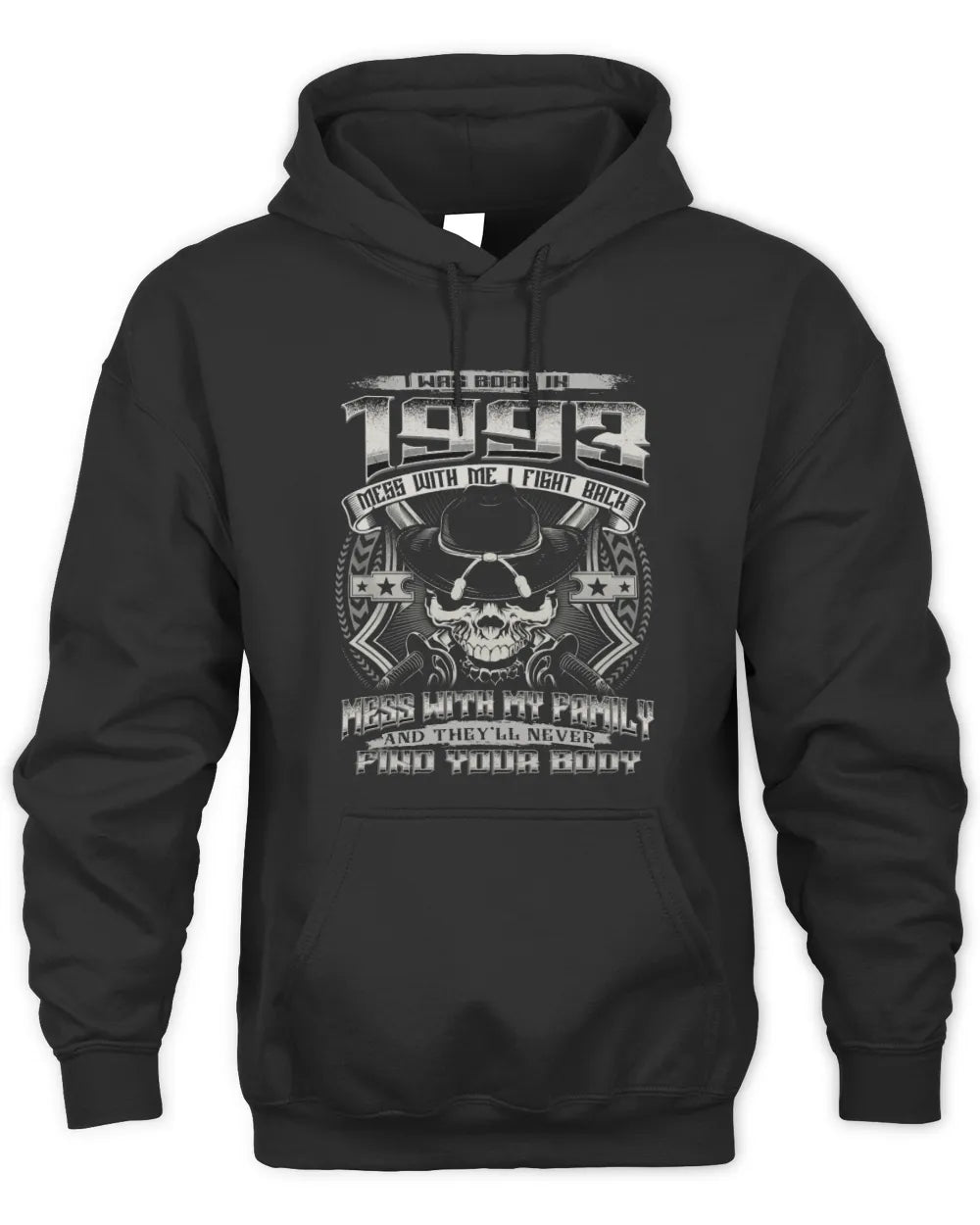 1993 HH89-K2 – T-shirt – Theme: "Birth Year – Family Always Protects" - Unisex Hoodie - Black