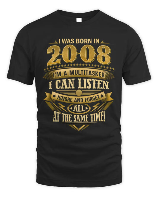 2008 HH89-K2 – Funny Birth Year Multitasker Quote T-Shirt - Unisex Standard T-Shirt - Black