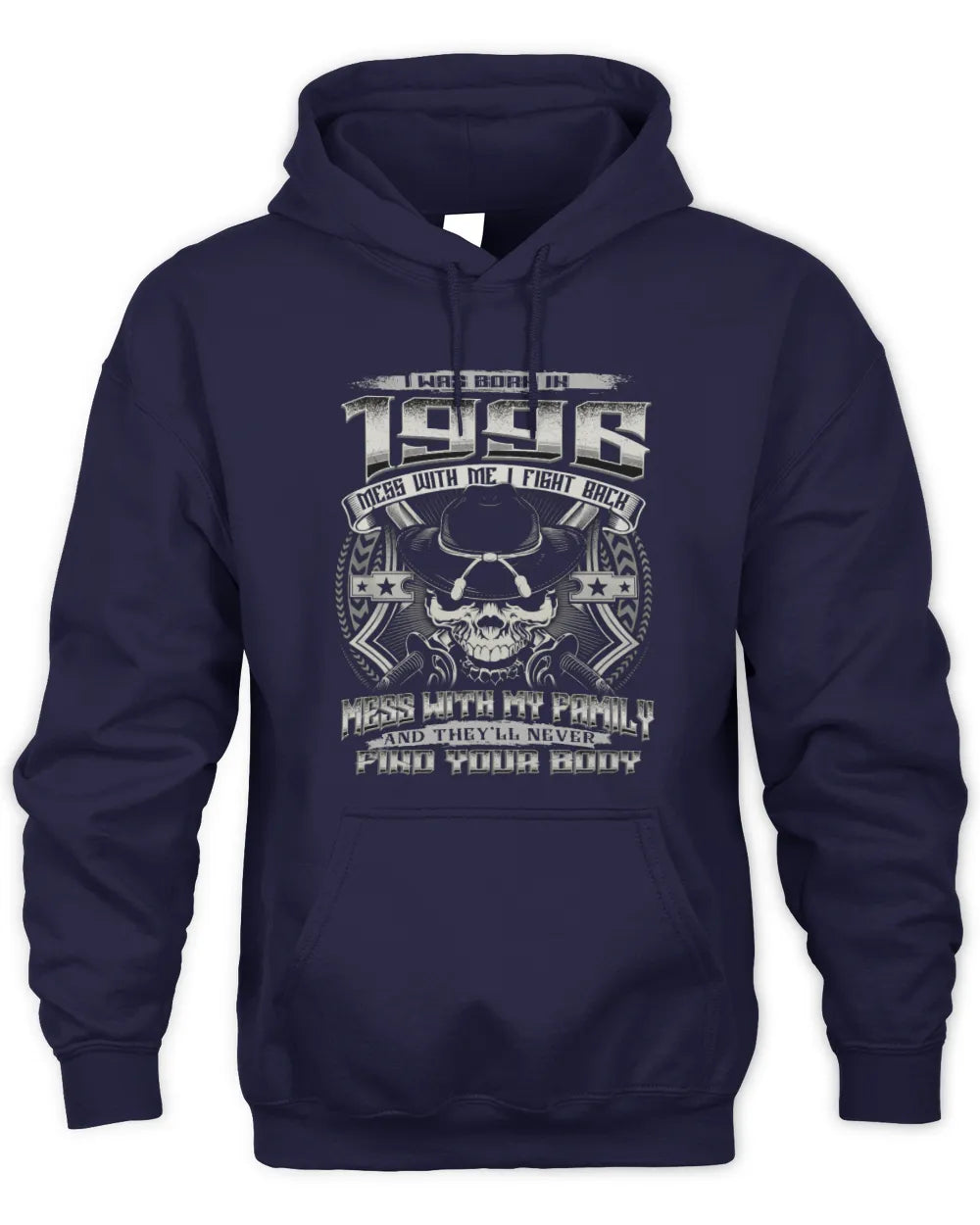 1996 HH89-K2 – T-shirt – Theme: "Birth Year – Family Always Protects" - Unisex Hoodie - Navy