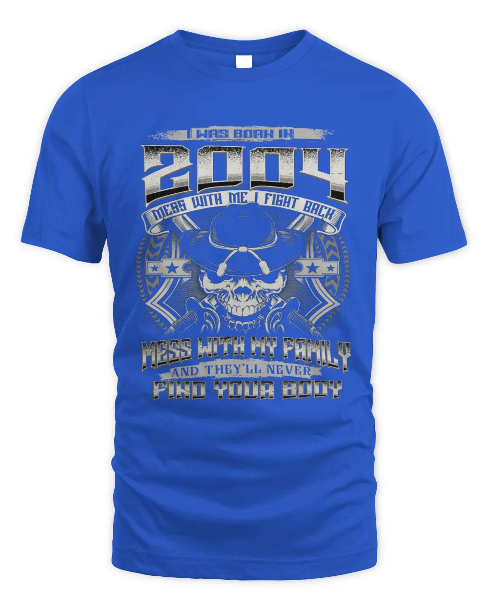 2004 HH89-K2 – T-shirt – Theme: "Birth Year – Family Always Protects" - Unisex Standard T-Shirt - Royal