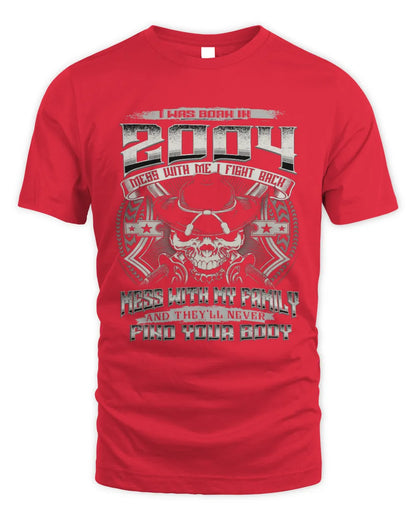 2004 HH89-K2 – T-shirt – Theme: "Birth Year – Family Always Protects" - Unisex Standard T-Shirt - Red