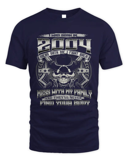 2004 HH89-K2 – T-shirt – Theme: "Birth Year – Family Always Protects" - Unisex Standard T-Shirt - Navy
