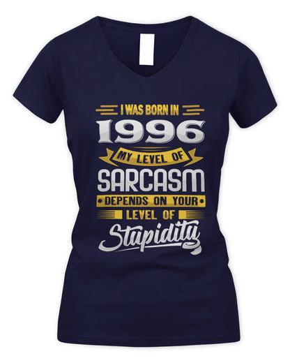 1996 HH88-K2 – Funny Birth Year Sarcasm Quote T-Shirt - Women's V-Neck T-Shirt - Navy