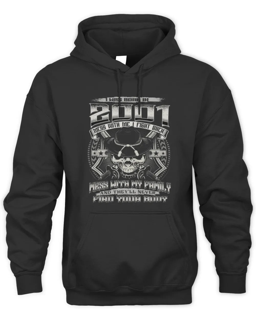 2001 HH89-K2 – T-shirt – Theme: "Birth Year – Family Always Protects" - Unisex Hoodie - Black