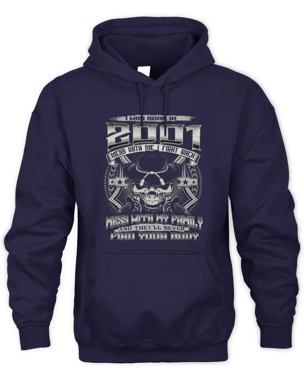 2001 HH89-K2 – T-shirt – Theme: "Birth Year – Family Always Protects" - Unisex Hoodie - Navy