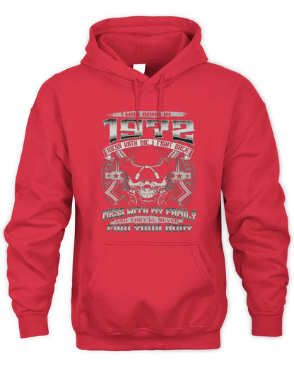 1972 HH89-K2 – T-shirt – Theme: "Birth Year – Family Always Protects" - Unisex Hoodie - Red