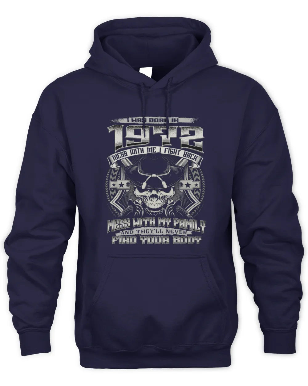 1972 HH89-K2 – T-shirt – Theme: "Birth Year – Family Always Protects" - Unisex Hoodie - Navy