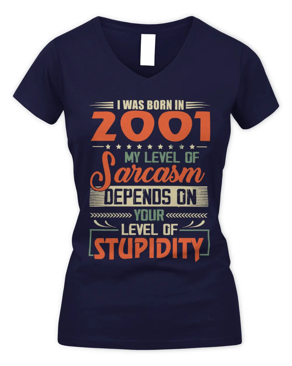 2001 HH89-K2 – Vintage Born to Be Sarcastic T-Shirt - Women's V-Neck T-Shirt - Navy