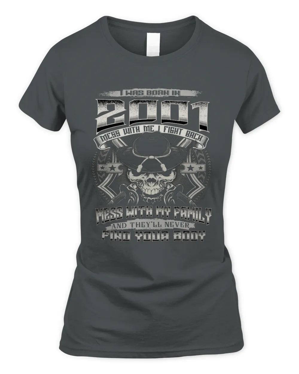 2001 HH89-K2 – T-shirt – Theme: "Birth Year – Family Always Protects" - Women's Standard T-Shirt - Charcoal