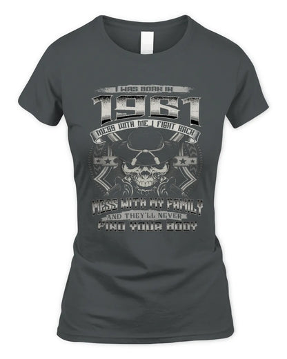 1961 HH89-K2 – T-shirt – Theme: "Birth Year – Family Always Protects" - Women's Standard T-Shirt - Charcoal
