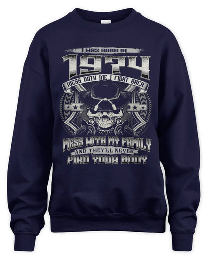 1974 HH89-K2 – T-shirt – Theme: "Birth Year – Family Always Protects" - Unisex Sweatshirt - Navy
