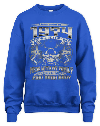 1974 HH89-K2 – T-shirt – Theme: "Birth Year – Family Always Protects" - Unisex Sweatshirt - Royal