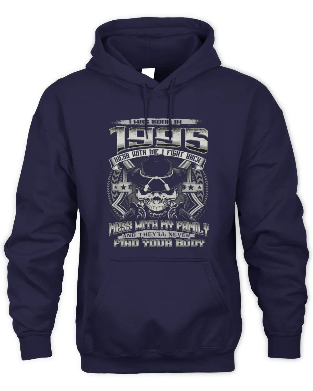 1995 HH89-K2 – T-shirt – Theme: "Birth Year – Family Always Protects" - Unisex Hoodie - Navy