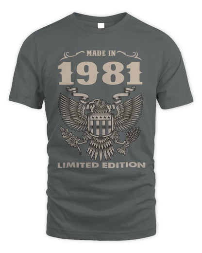1981 HH89-K2 – Classic Birth Year Limited Edition T-Shirt - Unisex Standard T-Shirt - Charcoal