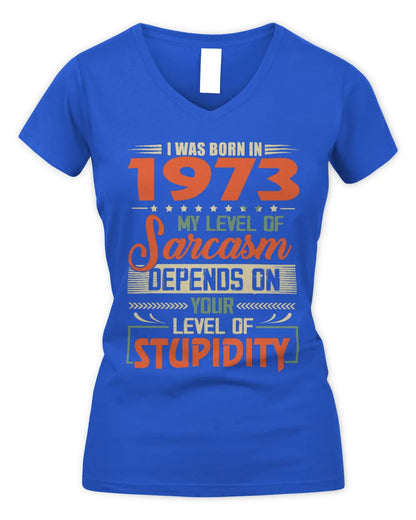 1973 HH89-K2 – Vintage Born to Be Sarcastic T-Shirt - Women's V-Neck T-Shirt - Royal