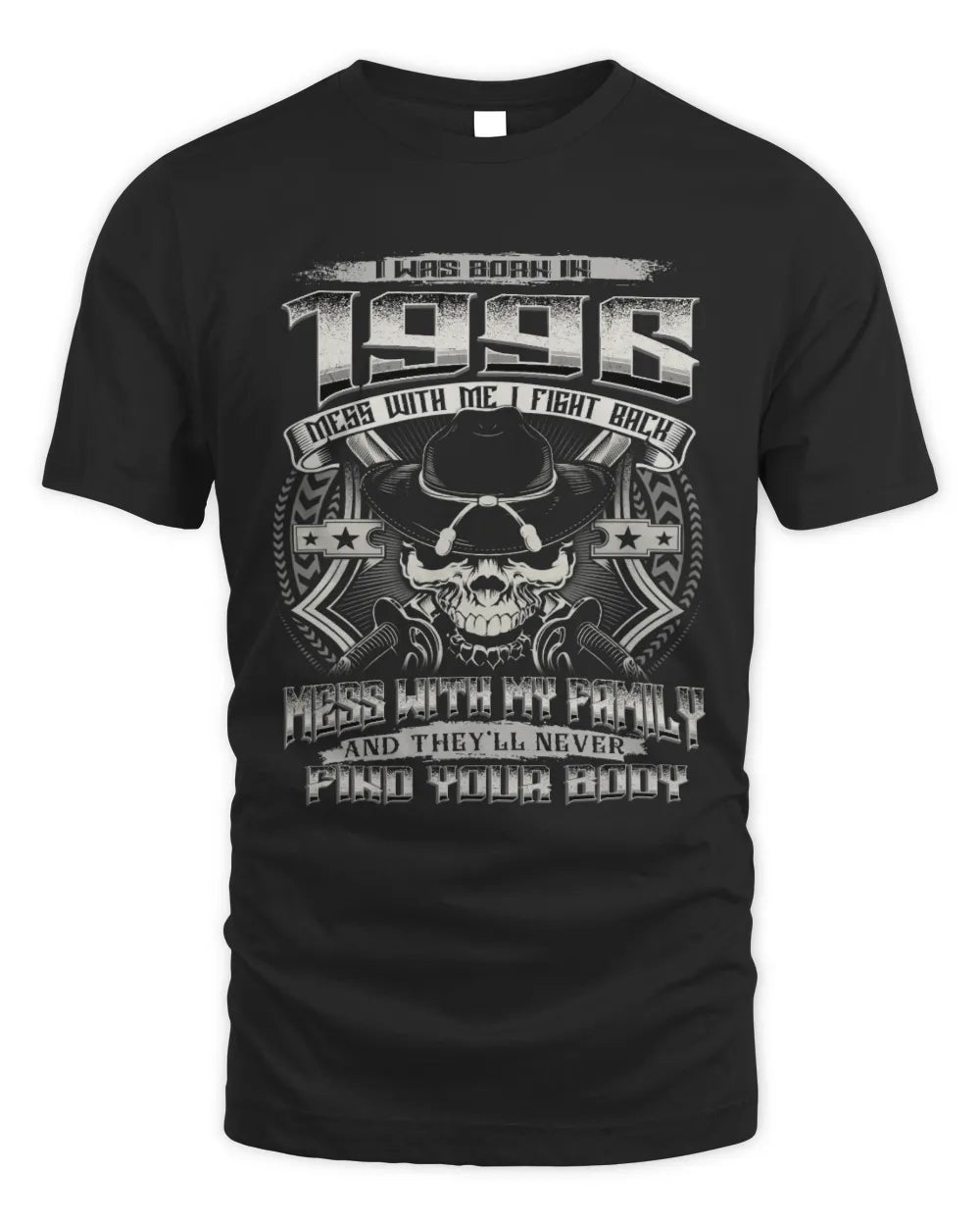 1996 HH89-K2 – T-shirt – Theme: "Birth Year – Family Always Protects" - Unisex Standard T-Shirt - Black