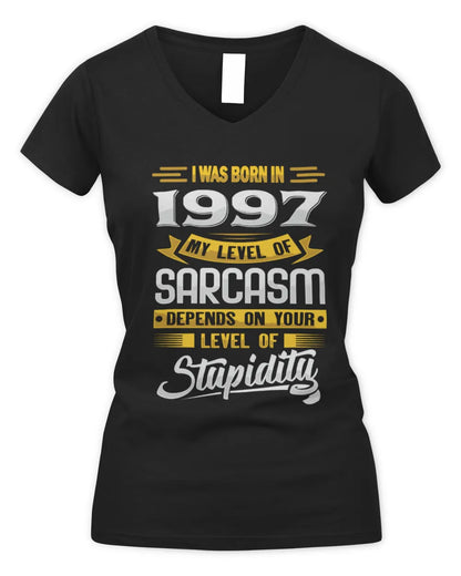 1997 HH88-K2 – Funny Birth Year Sarcasm Quote T-Shirt - Women's V-Neck T-Shirt - Black