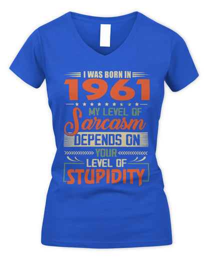 1961 HH89-K2 – Vintage Born to Be Sarcastic T-Shirt - Women's V-Neck T-Shirt - Royal