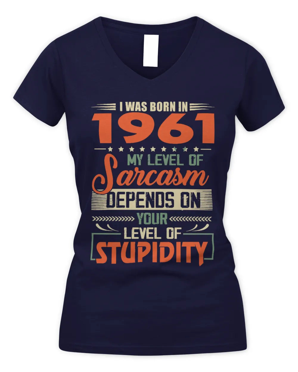 1961 HH89-K2 – Vintage Born to Be Sarcastic T-Shirt - Women's V-Neck T-Shirt - Navy