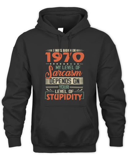 1970 HH89-K2 – Vintage Born to Be Sarcastic T-Shirt - Unisex Hoodie - Black