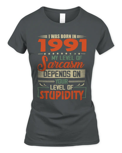 1991 HH89-K2 – Vintage Born to Be Sarcastic T-Shirt - Women's Standard T-Shirt - Charcoal
