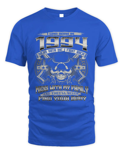 1994 HH89-K2 – T-shirt – Theme: "Birth Year – Family Always Protects" - Unisex Standard T-Shirt - Royal
