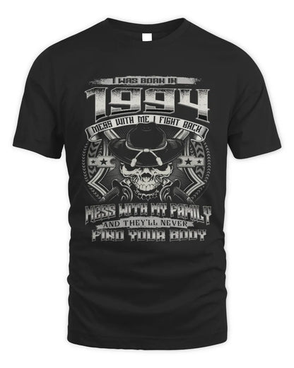1994 HH89-K2 – T-shirt – Theme: "Birth Year – Family Always Protects" - Unisex Standard T-Shirt - Black
