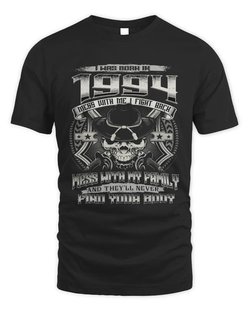 1994 HH89-K2 – T-shirt – Theme: "Birth Year – Family Always Protects" - Unisex Standard T-Shirt - Black