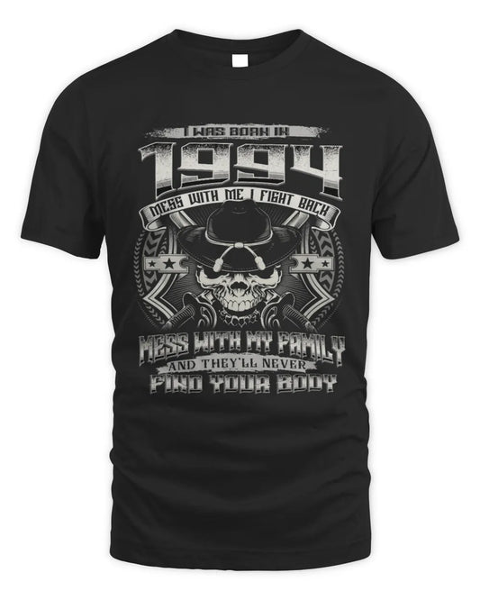 1994 HH89-K2 – T-shirt – Theme: "Birth Year – Family Always Protects" - Unisex Standard T-Shirt - Black