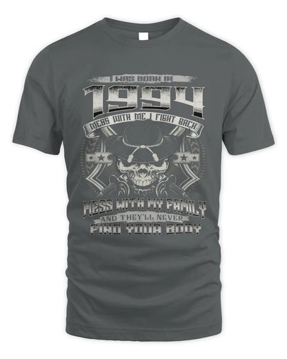 1994 HH89-K2 – T-shirt – Theme: "Birth Year – Family Always Protects" - Unisex Standard T-Shirt - Charcoal