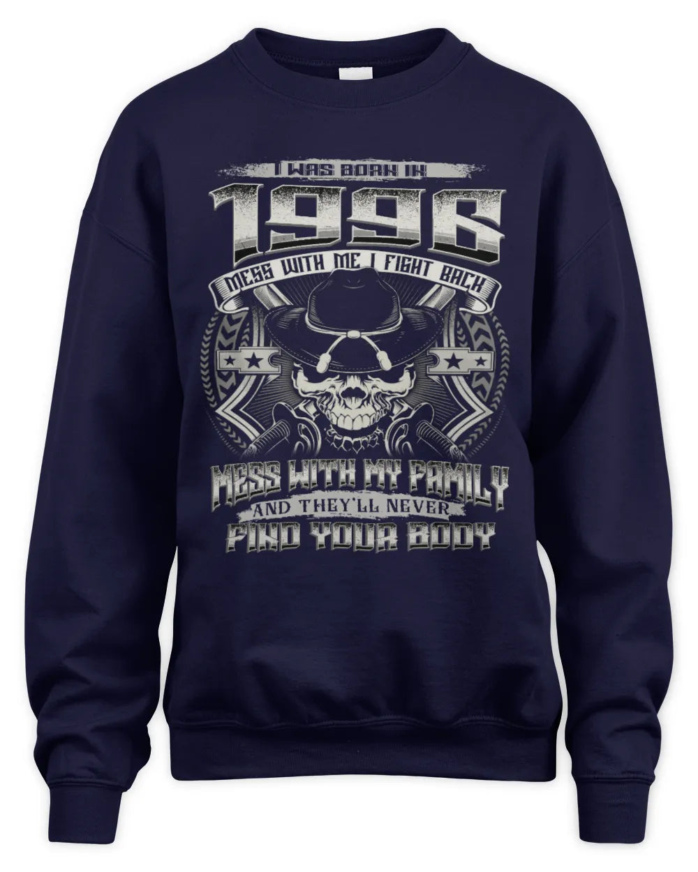 1996 HH89-K2 – T-shirt – Theme: "Birth Year – Family Always Protects" - Unisex Sweatshirt - Navy