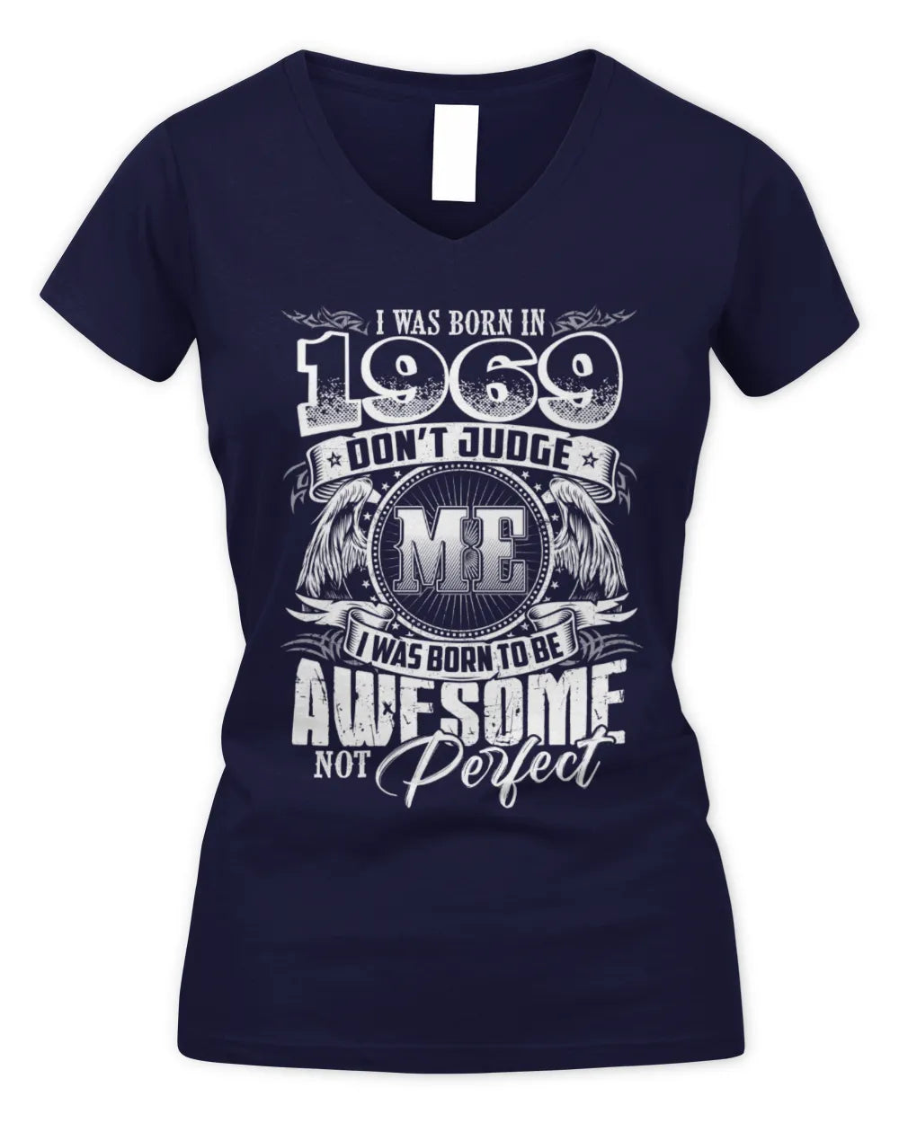 1969 HH89-K2 – Awesome Birth Year Quote T-Shirt - Women's V-Neck T-Shirt - Navy