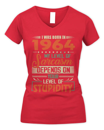1964 HH89-K2 – Vintage Born to Be Sarcastic T-Shirt - Women's V-Neck T-Shirt - Red