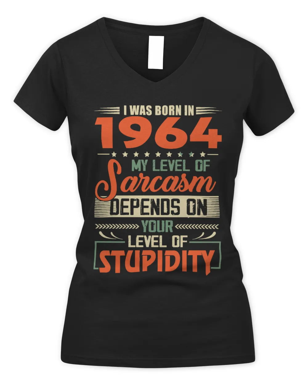 1964 HH89-K2 – Vintage Born to Be Sarcastic T-Shirt - Women's V-Neck T-Shirt - Black