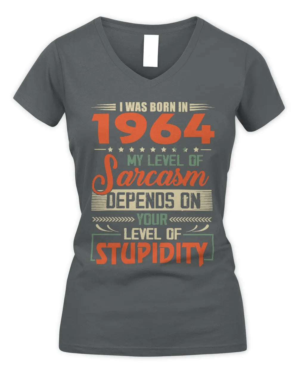 1964 HH89-K2 – Vintage Born to Be Sarcastic T-Shirt - Women's V-Neck T-Shirt - Charcoal