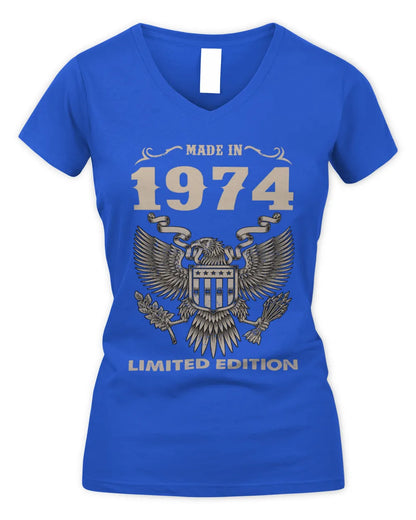 1974 HH89-K2 – Classic Birth Year Limited Edition T-Shirt - Women's V-Neck T-Shirt - Royal