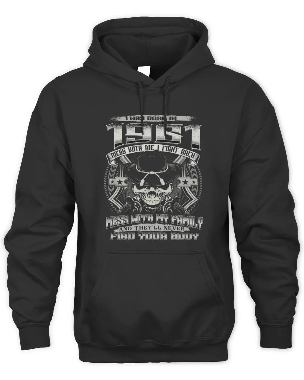 1961 HH89-K2 – T-shirt – Theme: "Birth Year – Family Always Protects" - Unisex Hoodie - Black