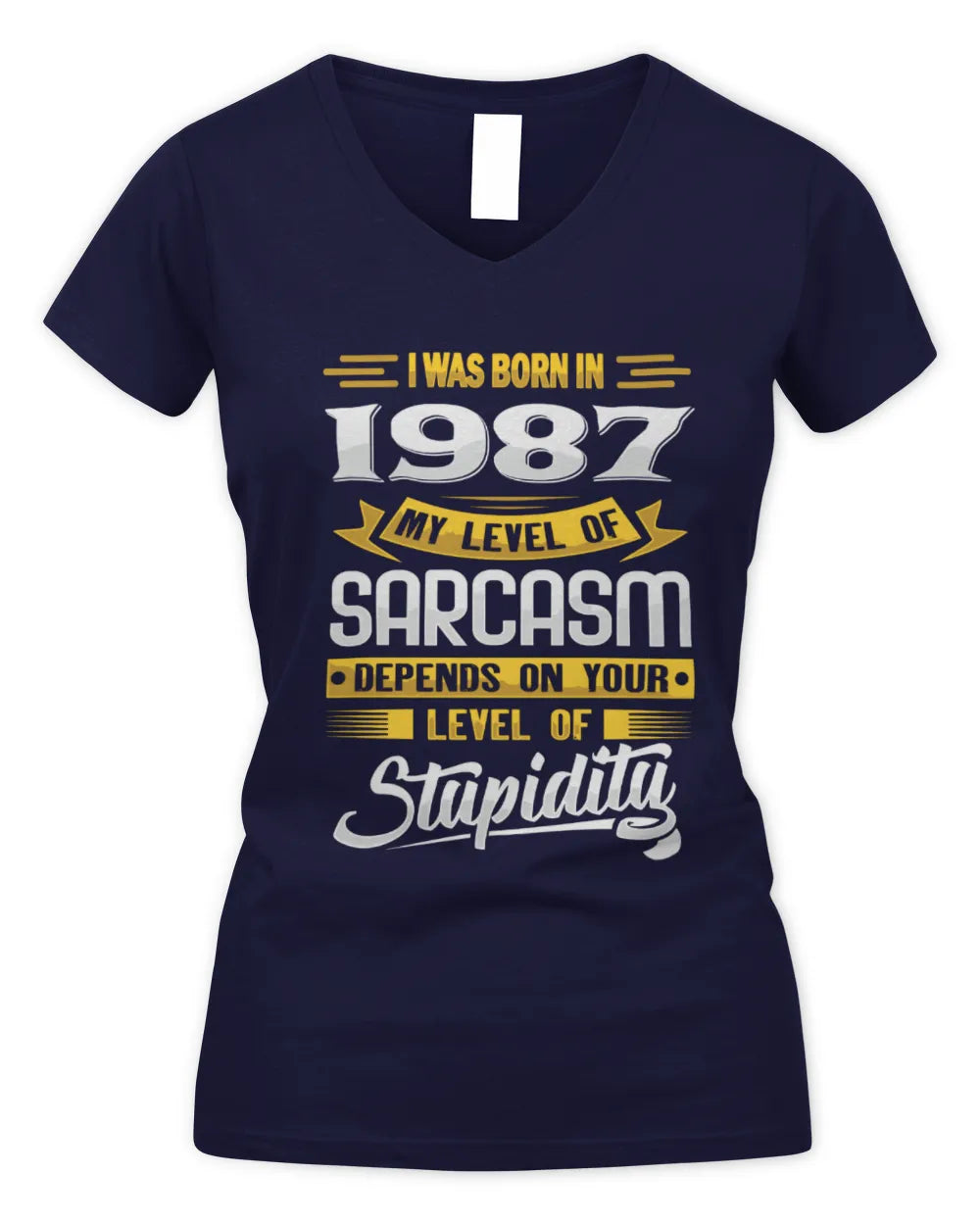 1987 HH88-K2 – Funny Birth Year Sarcasm Quote T-Shirt - Women's V-Neck T-Shirt - Navy