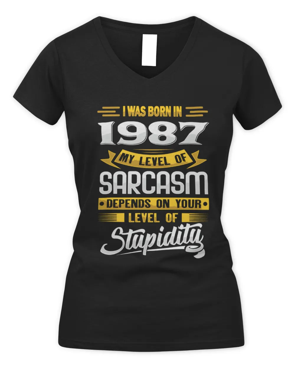 1987 HH88-K2 – Funny Birth Year Sarcasm Quote T-Shirt - Women's V-Neck T-Shirt - Black